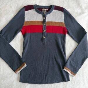 Faherty Mikki Henley Striped Organic Cotton Size Medium